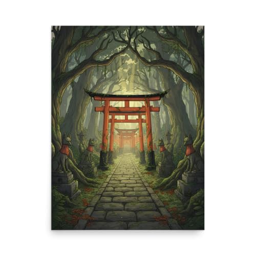 Póster japonés de puerta Torii para crear un ambiente zen místico en tu salón de 18x24