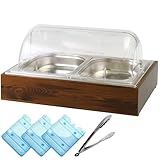 コールド チェーフィングディッシュ 木枠タイプ ユニットパン＋保冷剤付き 選べるホテルパン PRO-MCC (ホテルパン1/2 65mm) 保冷ディスプレイ ビュッフェ プレート 容器 トレイ