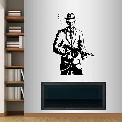 Wall Vinyl Decal Home Decor Art Sticker Mobster Mafia Men with Gun Gangster Room Removable Stylish Mural Unique Design 1488
