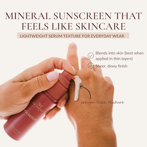 Image of Solserum Broad Spectrum SPF 40 Mineral Sunscreen for Face - Lightweight Serum with Zinc Oxide, Hydrating, Sheer Dewy Finish, For Sensitive Skin (1.7 oz)