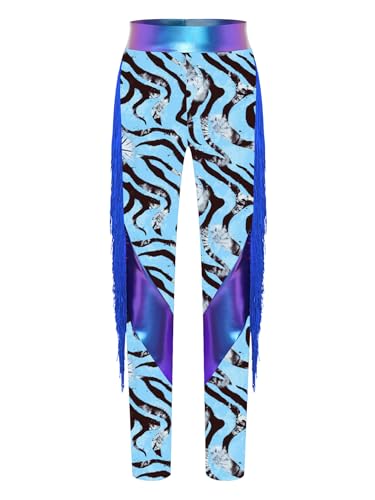 Girls' Sports Pants Figure Skating Pants Ice Skate Leggings Metallic Side Tassel Training Pants3