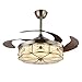 Deckenventilatoren mit Beleuchtung LED-Deckenventilatorlicht Unsichtbares Teleskopventilatorventilatorlicht Amerikanischer Retro-Kupferlüfter Fernbedienung Mit Lüfterlüster Schlafzimmer-Deckenventilat