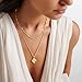 Fettero Dainty Gold Necklace for Women - Double Sided Pendant Necklace 14K Gold Plated Charm Clover Necklace Jewelry for Valentine's Day