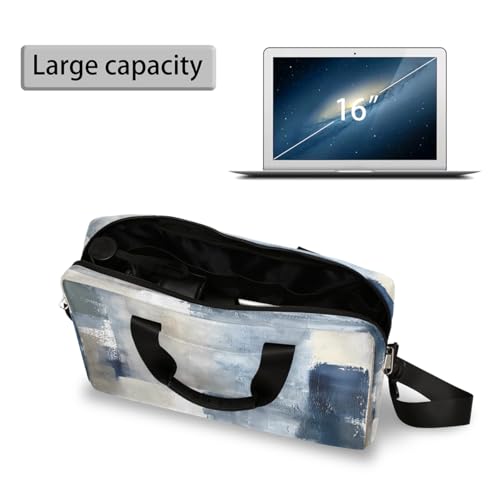 Bolsa para portátil gris azul beige con textura artística miniatura 5