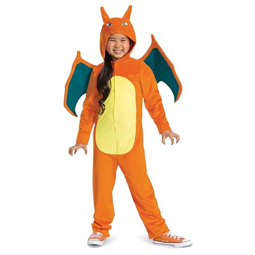 Disguise Charizard Costume for Kids, Official Pokemon Costume Hooded Jumpsuit, Child Size Large (10-12)3