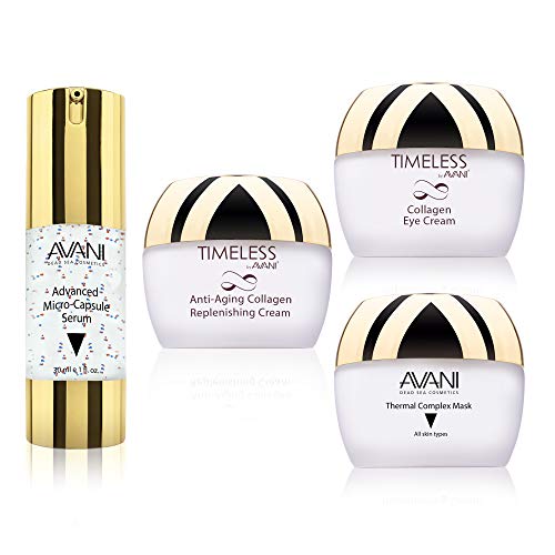 AVANI Dead Sea Timeless 4-Piece Face, Eye, Skin Cream Set – Includes Mineral Eye Cream, Thermal Complex Mask, Skin Repair Anti-Aging Cream, Advanced Micro Capsule Cream
