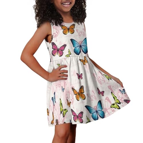 Girls Cute Floral Summer Dress with Pockets Soft Loose Fit Swing Twirly Sundress Size 3-14 Years Old4