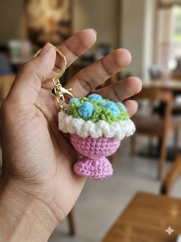 Image of Handmade Crochet Flower Keychain for Bags Keys Purse Backpack Cute Aesthetic Yarn Keyring Bag Charm Handmade Soft Thread Flower Keychain for Girls Women Kids Gifting and Daily Use