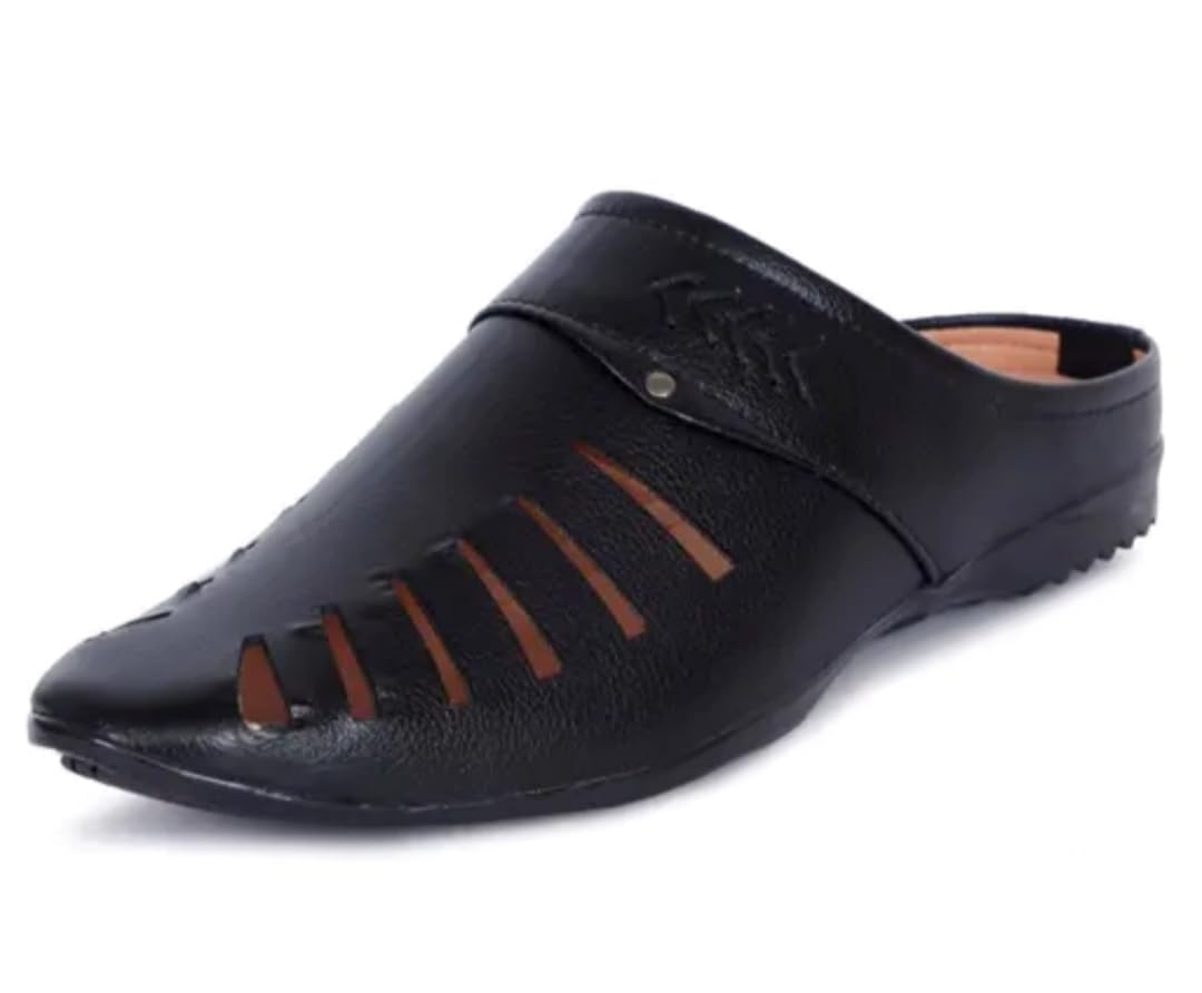 RICHY ADAM Black Vagen Leather Casuals Sandals for Men - 7 UK (B0D9SC8FTC) Amazon Price History, Amazon Price Tracker