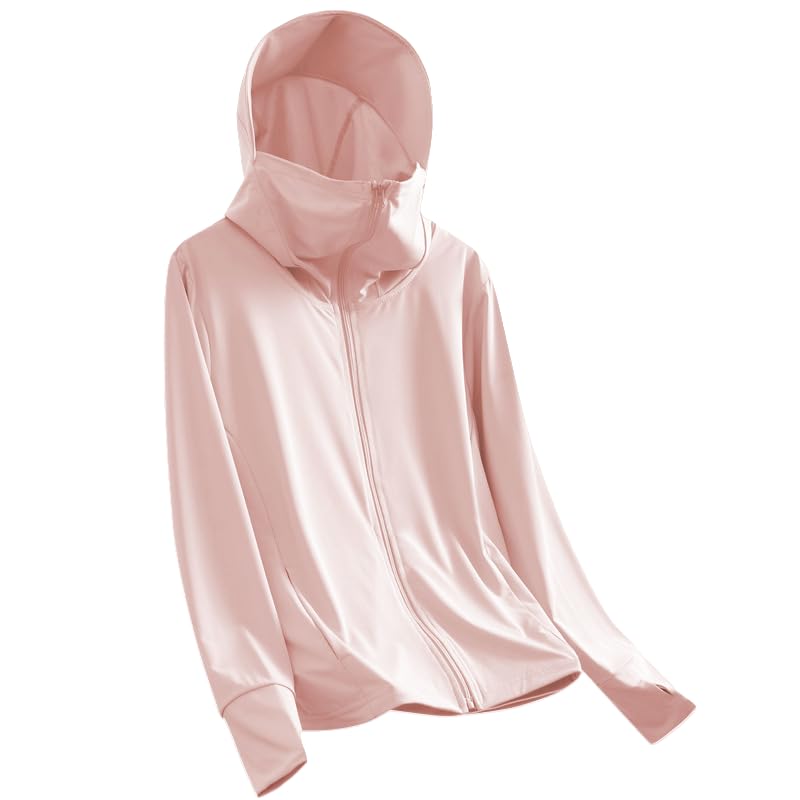 Unisex Kids Active Zip up Sun Protection Hoodie Jacket with Big Brim and Mask Lightweight Coat Summer Thin Top