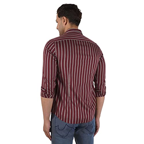 Image of blackberrys Stripes Cotton Slim Fit Mens Casual Shirt