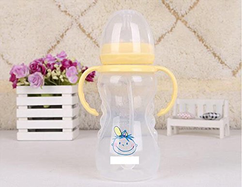 Junsi 300ML Nurture Breast-like Feeding Bottle Milk Bottle Handle Bottle For Babies£¬Colour Yellow
