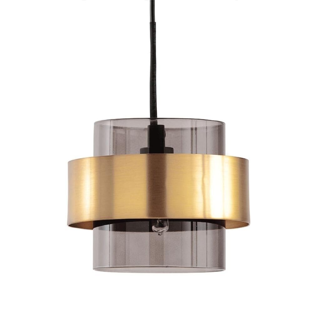 HYJAUSXB Modern Industrial Minimalist Cylindrical Chandelier,Creative Metal Glass Pendant Light,E27 Base Single-Head Hanging Light,Indoor Adjustable Height for Kitchen Island Dining Room Bedroom