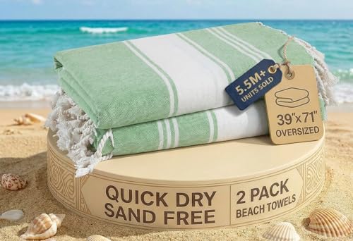 LANE LINEN Turkish Beach Towels, 2 Pack Extra...