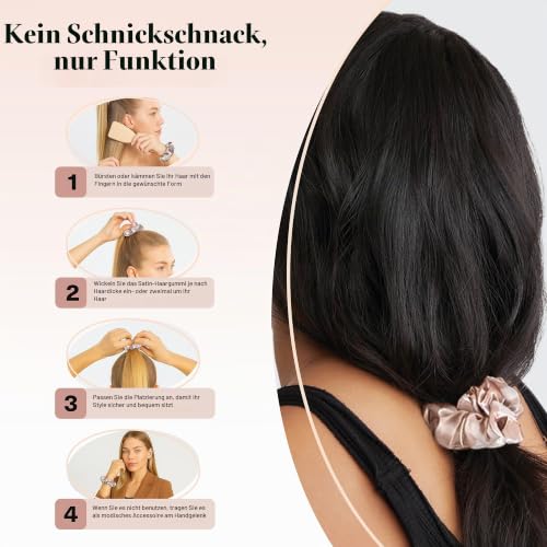Kitsch Satin Haargummis Damen, Weicher als Seide - Sortiert, 5 Stück – Ansicht 6