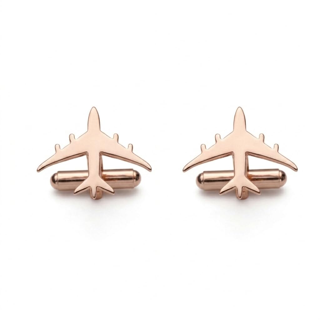 moskai Aeroplane Cufflinks for Men Formal Shirt Stylish Airplane Gold Finish Premium Formal Cuff links for Men Travel Theme Aviation Cufflinks for Wedding Office Party Groom Gift for Husband Boyfriend Luxury Designer Mens Accessories Jet Pilot Pair Cufflinks for Men Boys Buisness Gift-picture-35