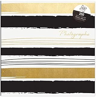 Tallon Black & Gold Stripes 6x4 Photo Album Memo Slip in Holds 200 Photos