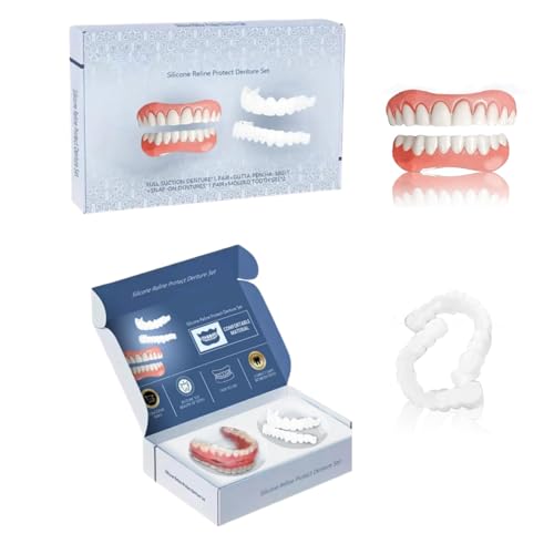 Ensemble de dentier en silicone, ensemble de prothèses dentaires en silicone, ensemble de prothèses dentaires en silicone, ensemble de fausses dents, dents supérieures et inférieures, kit de remontage