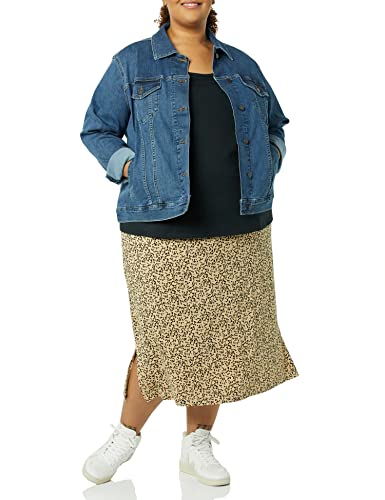 Image of Amazon Essentials Women's Pull-On Knit Midi Skirt with Elastic Waist, Stretchy (Available in Plus Size)