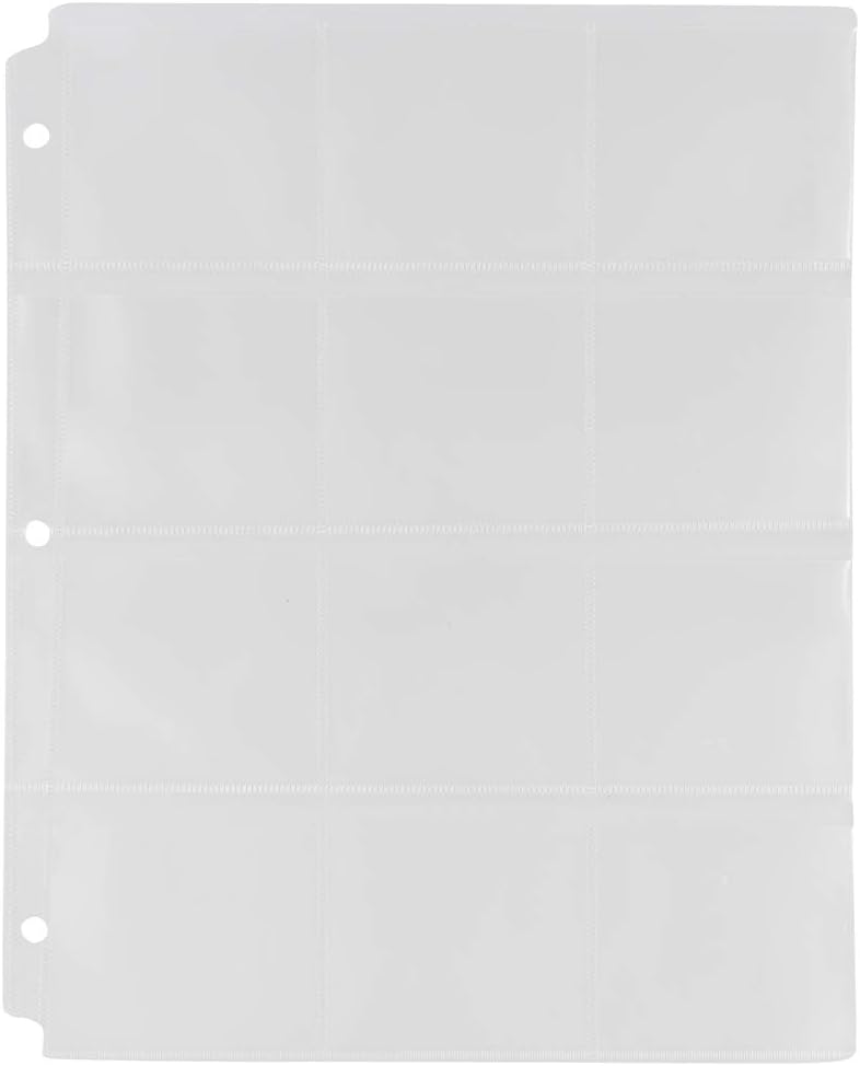 JAM PAPER Plastic Coin Collection Binder Pages - 9 1/8" x 11 3/8" - 12 Pockets per Page - 20 Sheets/Pack