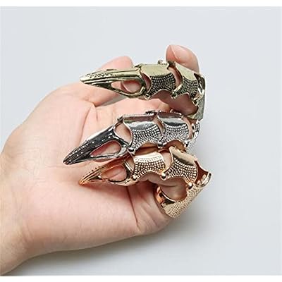 WIIPU 3pcs Cool Men Boys Punk Gothic Rock Scroll Joint Armor Knuckle Metal Full Finger Rings Cosplay halloween Ring