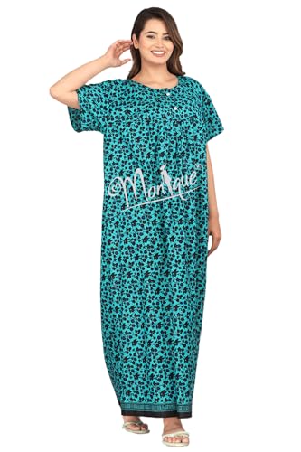 Image of Monique Brand 100% Pure Cotton Nighty for Woman | Floral Gown for Women Night Wear | Cotton Nighty for Women Stylish | Maxi for Women Cotton