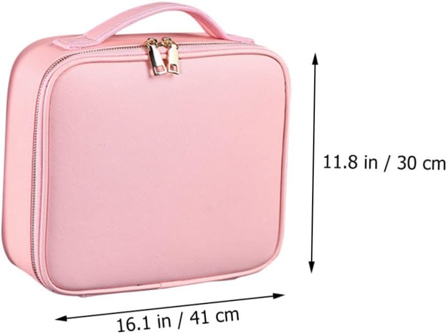 MERRYHAPY Pu Makeup Bag Organizer Travel Cosmetics Case Adjustable Dividers for Makeup Artists and Enthusiasts for Vacations and Outdoor Activities Large