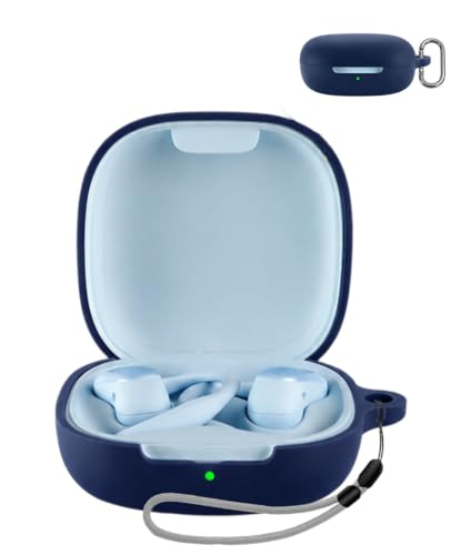 For SHOKZ OpenFit Air 2 �P�[�X YANMONGI �V���R���ی�J�o�[ LED���C�g�Ή� �ϏՌ� �L�Y�h�~ �[�d�Ή� (�u���[)