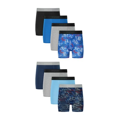 Image of Hanes boys Underwear Boxer Briefs Pack, 8-pack, Cotton-stretch Dyed Boys' Underwear, Moisture-wicking