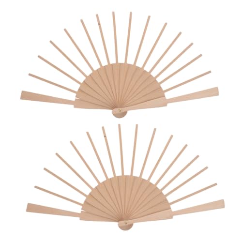 AKOOSY 2 piezas Armazón Abanico de Madera Material DIY para Hacer Abanicos Manuales Resistentes y Versátiles para Proyectos Creativos y Eventos Especiales