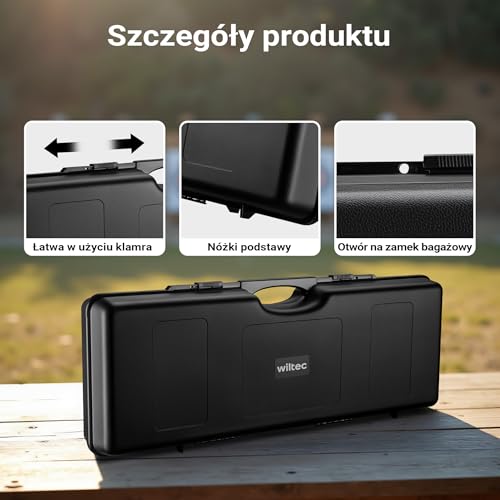 Wiltec Futerał na broń 88 x 34 x 13,5 cm do broni długiej, walizka na karabin z pianką do bezpiecznego transportu z uchwytem mieści do 2 strzelb
