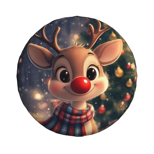 Image of Christmas Reindeer Spare Tire Cover Winter Weatherproof Universal Wheel Protectors Christmas New Year Wheel Covers for Rv Camper Travel Trailer SUV Truck 15 Inch Holiday Xmas Decor