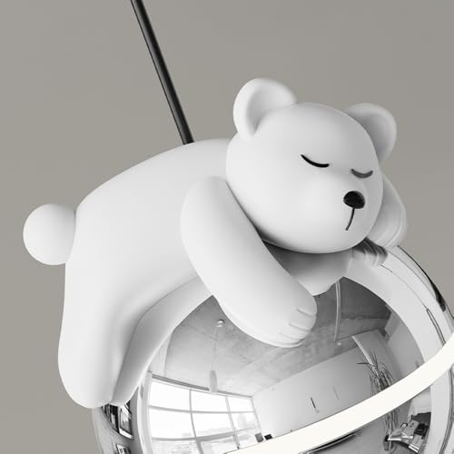 Lustre ours chrome contre la chambre sombre luminaire suspendu rassurant enfant