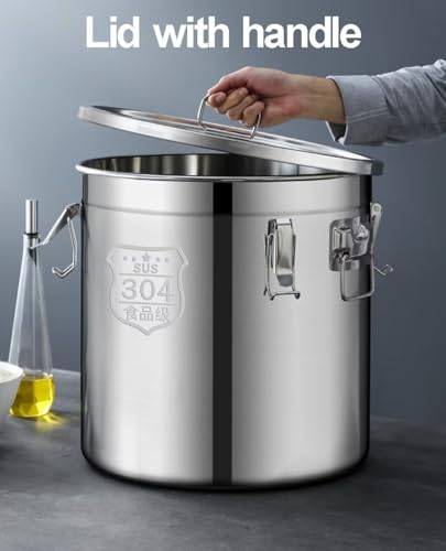 Barattolo ermetico in acciaio inox per olio, latte, vino, riso, fagioli, tè, resistente alle perdite, con coperchio ad anello in gomma siliconica e chiusura a scatto