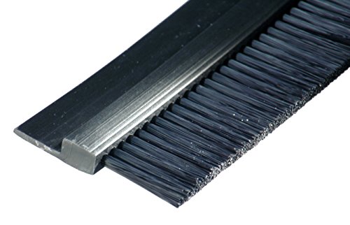 Tanis Brush FPVC143072 Stapled Strip Brush with Flexible PVC, H-Shaped Profile, Black Nylon Bristles, 6' Overall Length, 3