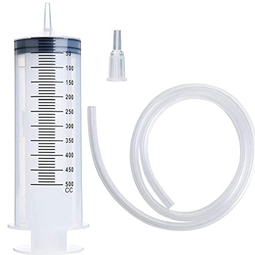 Grande Seringue Tube 500ML plastique Seringue avec tube Convertisseur Cap pour l'huile Colle liquide Applicateur expériences usage industriel blanc Cover