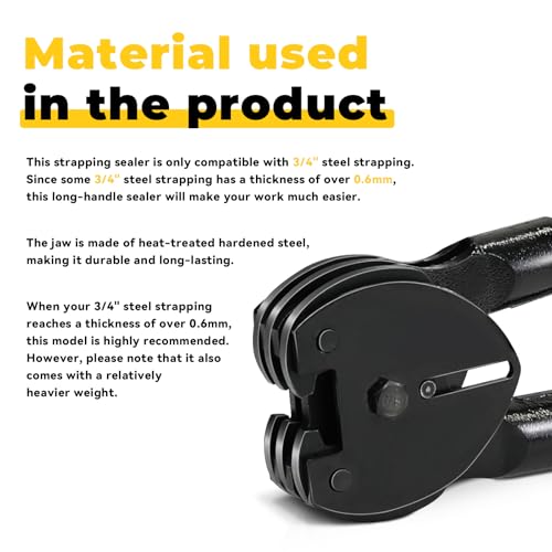 Image of Strapping Sealer /Crimper for 3 /4 inch Steel Strapping Band Manual Banding Tool with 19 inch Extended Handle