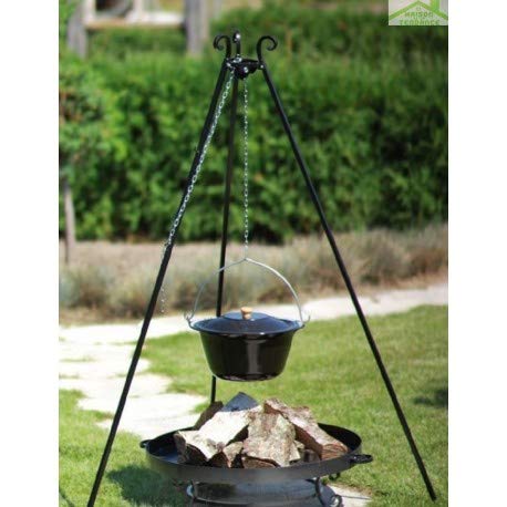 FARM COOK Chaudron - Maceta esmaltada con tapa sobre trípode y brasero Malta Cover
