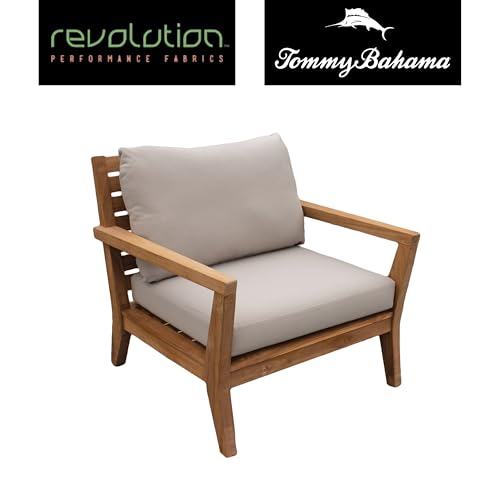 Image of Tommy Bahama Sunbrella Fabric 1-Piece Outdoor Knife Edge Deep Seat Lounge Chair Seat and Back Cushion Set, Bamboo Bay Sand