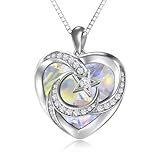 TOUPOP Collar con colgante de luna y estrella de plata de ley con cristal blanco, joyería de abril, regalos para mujeres, adolescentes, niñas, amigas, regalos de cumpleaños para esposa y novia, Plata