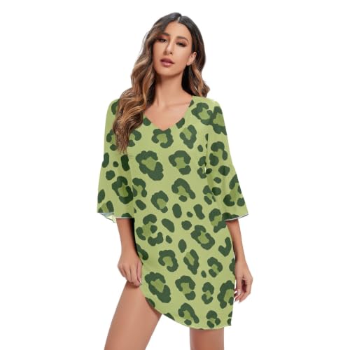 Robe fluide en mousseline de soie léopard vert citron : restez fraîche et élégante