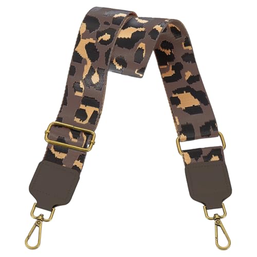 Image of uxcell Wide Shoulder Strap, 5cm Adjustable Purse Strap Replacement Crossbody Strap for Shoulder Bag Handbag, Brown, Bronze Square Mouth Buckle