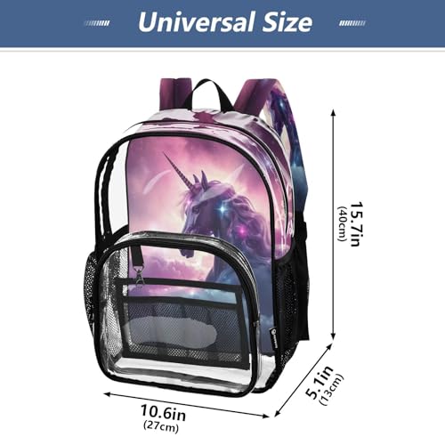 Galaxy Horse Clear Backpack - Stadium Approved Large 15.7-inch Waterproof Transparent Bag for Sports, Concerts, Work, Travel#604