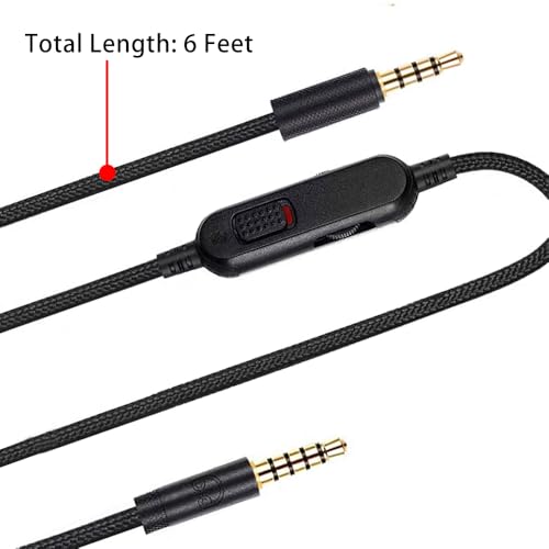 Image of Detachable Gaming Headset Cable Replacement G Pro X Cord for Logitech G Pro /G Pro X /G Pro X 2 /G433 /G233, 3.5mm Diameter 6FT Long Nylon Braided Wire