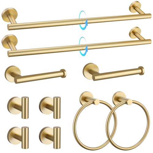 TQKAG Brushed Gold Bathroom Hardware Accessories Set 10-Pieces, Premium SUS304