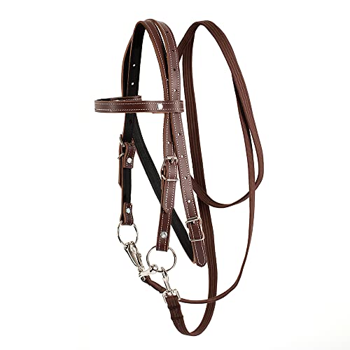 Y.J TAILS Leather Horse Bridle, Adjustable Western Browband Bridles for Horses with Bits and...