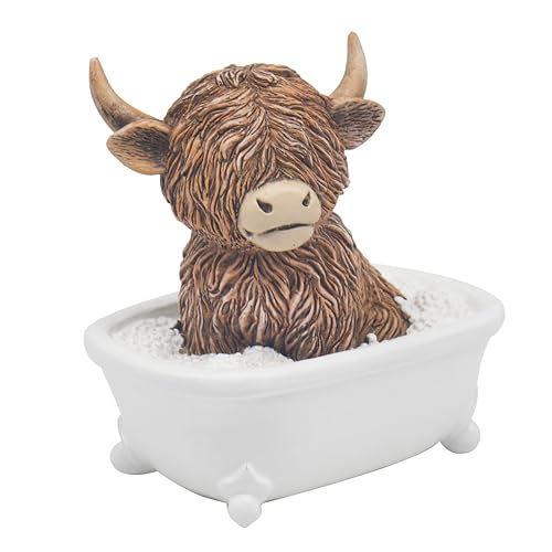 Lesser & Pavey Vache Highland trempée par Happy Highland Cow | Figurine de Bain ludique pour la Maison et Le Salon | Jolie décoration de Salle de Bain en résine | Accessoire de décoration d'intérieur