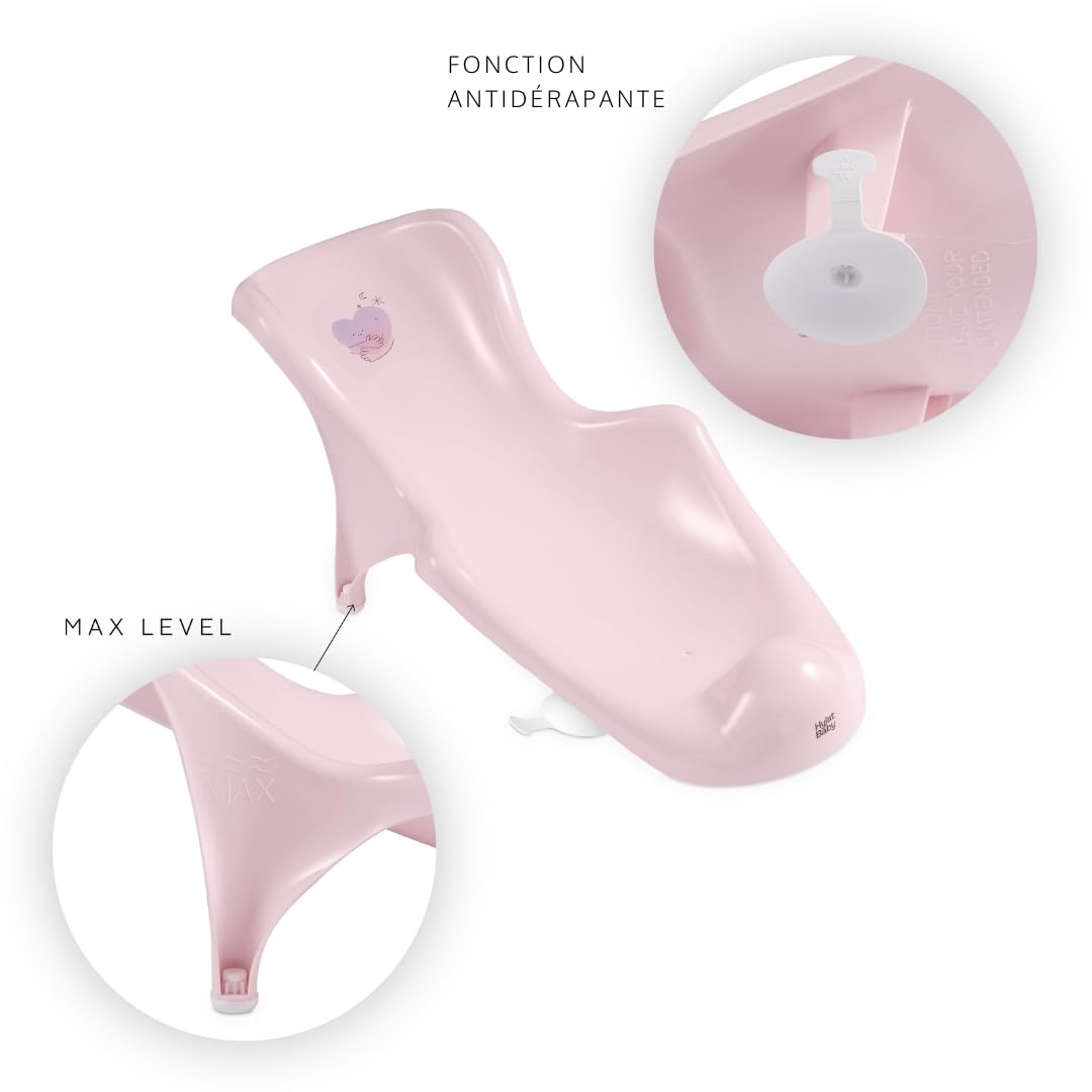 Hylat Baby Baignoire avec Transat de Bain pour Bebe - Hug Me Rose - Certificat TÜV Rheinland - idéale pour nouveau-nés et bébés jusqu'à 12 mois - Collection Lite - Bain Bebe Enfant Benoire