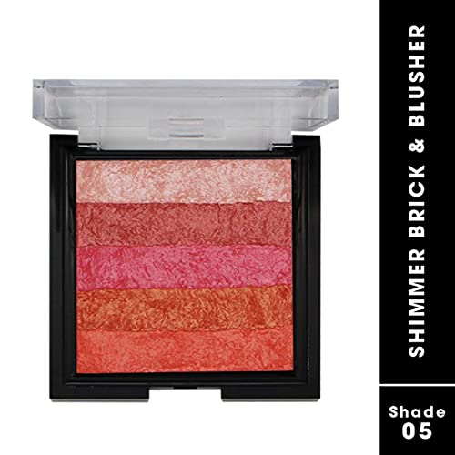 Image of FASHION COLOUR Shimmer Brick and Blusher 2 in 1 | Easy-To-Blend Formula | Weightless | Waterproof | Available in Gorgeous Shades | Multi-Use | Multicolour | 8g | Shade 05
