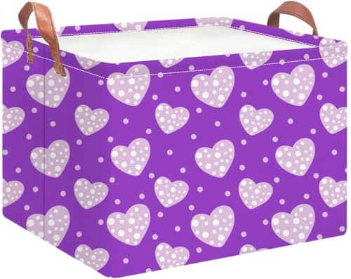 Image of NTAOHAMPER Children's Day Gifts Father Purple Love Fabric Storage Basket Empty with Handles, Books Box, Baby Shower Baptism Lovely Storage24L(Purple Love)